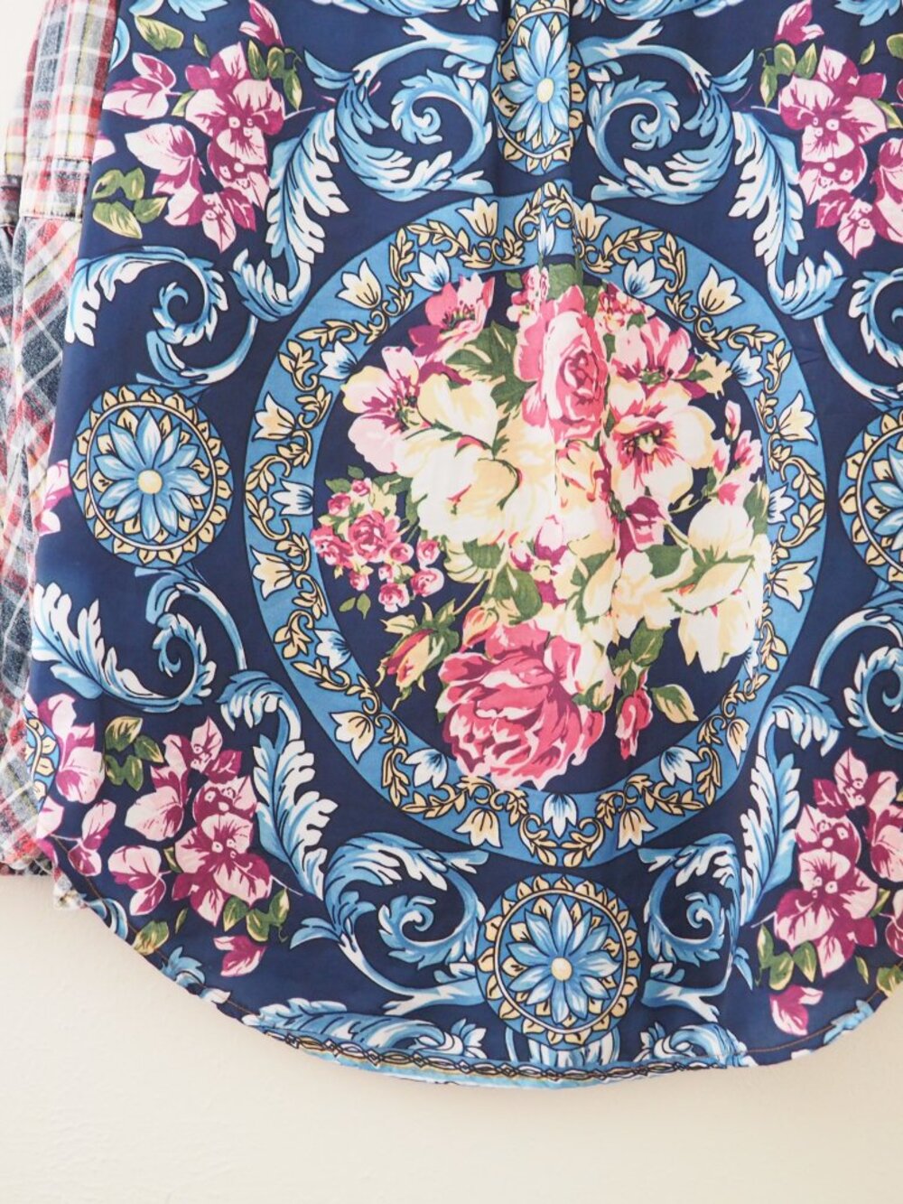 Aratta Silent Journey Button Up Long Bell Sleeve Floral Plaid Top sz L - Picture 10 of 10